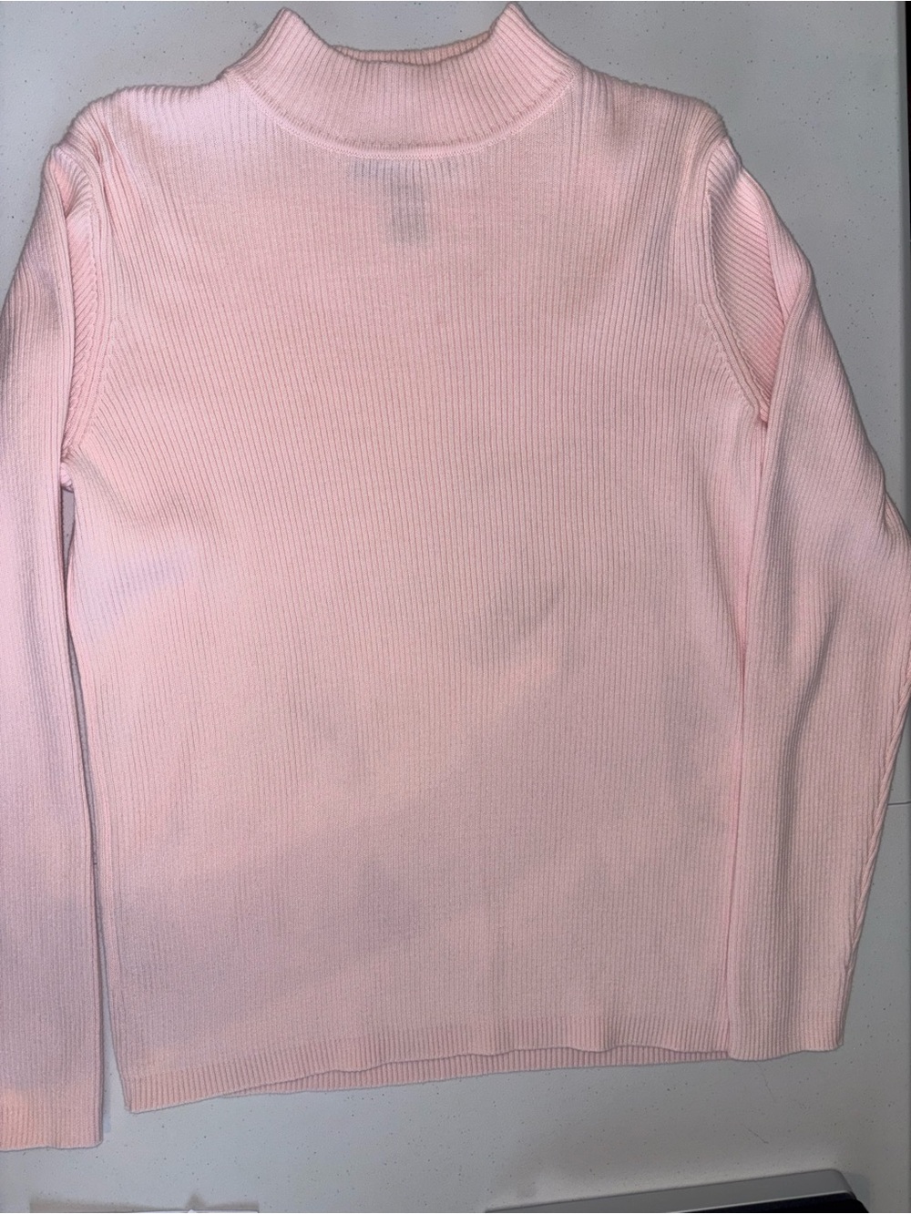 Karen Scott Light Pink Ribbed Mock Neck Sweater